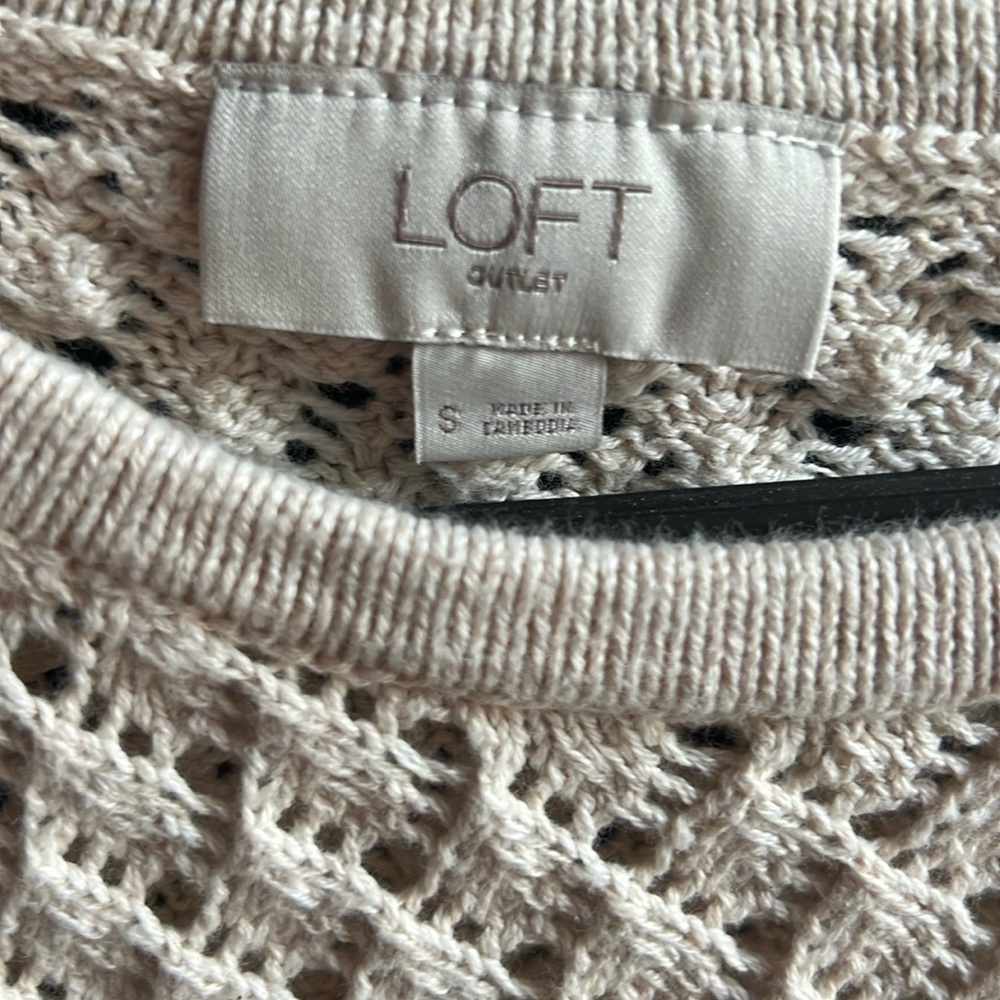 LOFT Cream Open-Knit Sweater